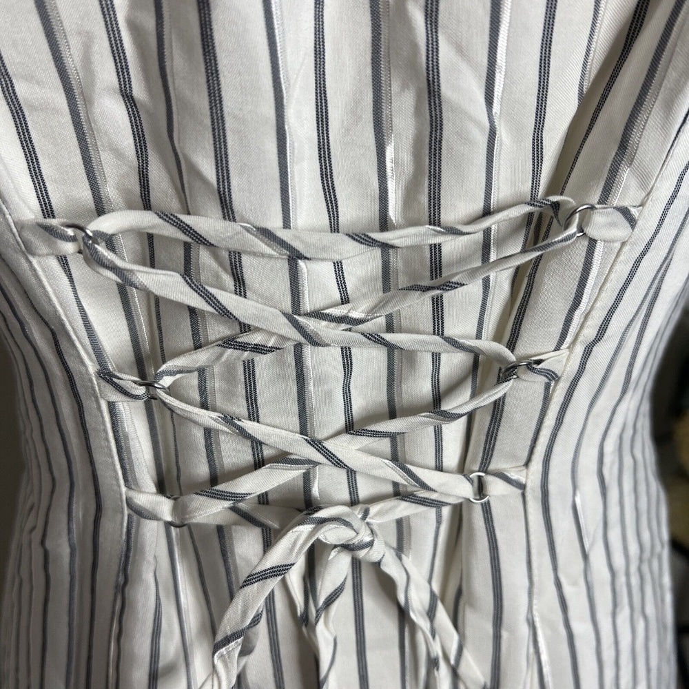 J Brand Satin Stripe Adeline Midi Dress Size Medium - Picture 7 of 10